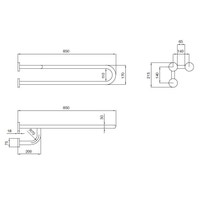 Immagine di Blutech Barra di sostegno con rinforzo sinistro, 21,5x85x22,5cm, verniciato bianco BT0028