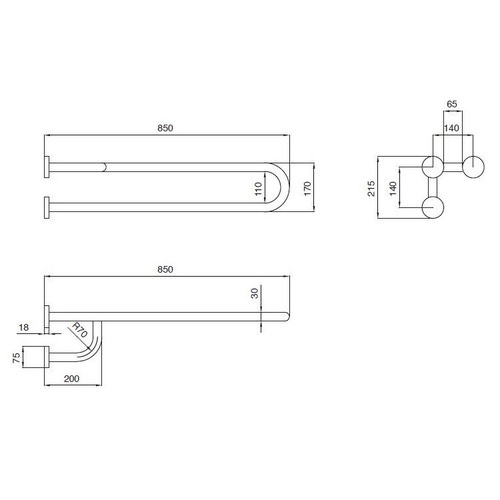 Immagine di Blutech Barra di sostegno con rinforzo sinistro, 21,5x85x22,5cm, verniciato bianco BT0028