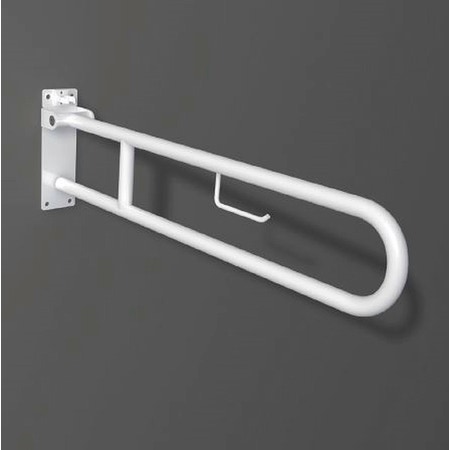 Immagine di Blutech Barra di sostegno ribaltabile con porta carta igienica, 25x8,5x85cm, verniciato bianco BT0034