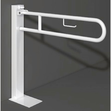 Immagine di Blutech Barra di sostegno ribaltabile a colonna porta carta igienica, 80x96x16cm, verniciato bianco BT0037