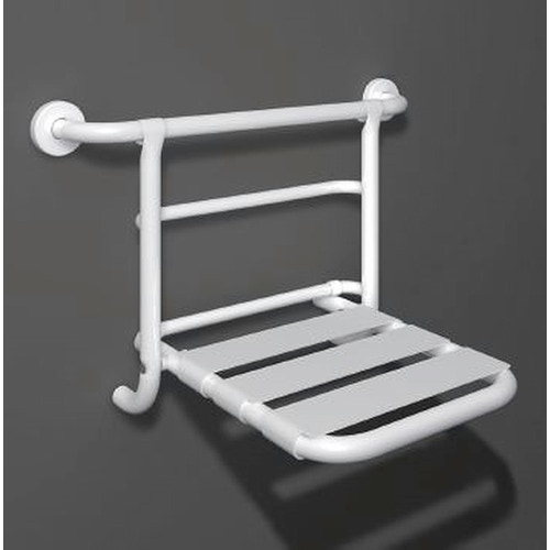 Immagine di Blutech Sedile ribaltabile per doccia da appendere al maniglione, 45x44x45cm, verniciato bianco BT0039
