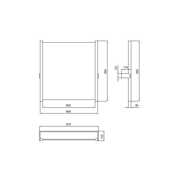 Immagine di Blutech Specchio reclinabile, 60x65cm, verniciato bianco BT0052