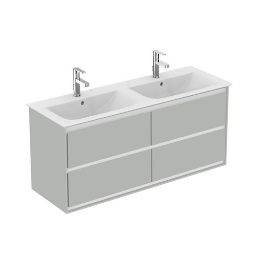 Immagine di Ideal Standard CONNECT AIR mobile sottolavabo 120 cm con 4 cassetti, finitura grigio lucido (esterno) e bianco matt (interno) E0822EQ