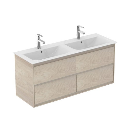 Immagine di Ideal Standard CONNECT AIR mobile sottolavabo 120 cm con 4 cassetti, finitura legno miele (esterno) e marrone chiaro matt (interno) E0822UK
