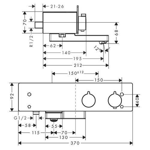 Immagine di Hansgrohe SHOWER TABLET miscelatore termostatico vasca 350 esterno finitura cromo 13107000