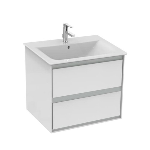 Immagine di Ideal Standard CONNECT AIR mobile sottolavabo 60 cm con 2 cassetti, finitura bianco lucido (esterno) e grigio chiaro matt (interno) E0818KN