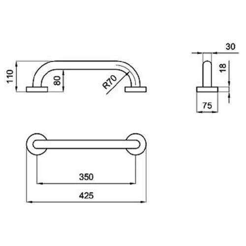 Immagine di Blutech Maniglione lineare, 7,5x42,5x11cm, verniciato bianco BT0001