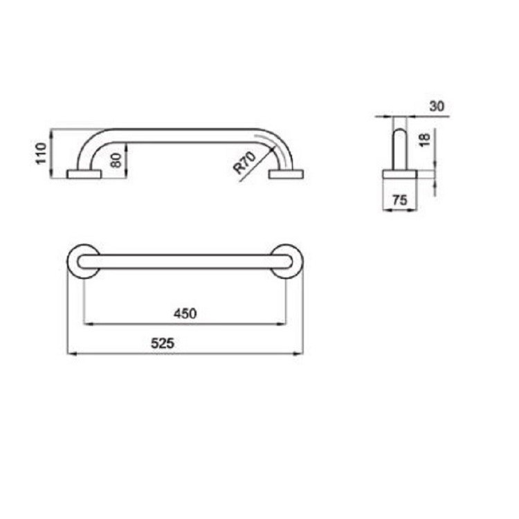 Immagine di Blutech Maniglione lineare, 7,5x52,5x11cm, verniciato bianco BT0002