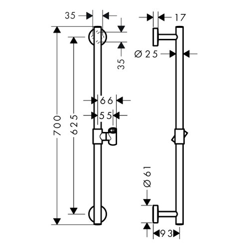 Immagine di Hansgrohe UNICA asta doccia Comfort 70 cm, finitura cromo 26401000