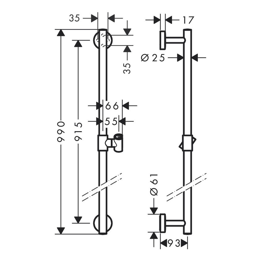 Immagine di Hansgrohe UNICA asta doccia Comfort 99 cm, finitura cromo 26402000