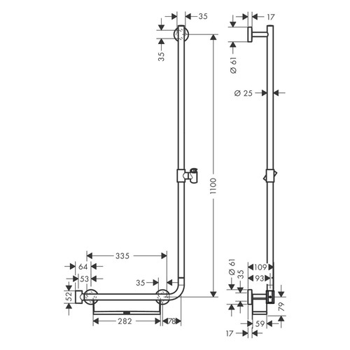 Immagine di Hansgrohe UNICA asta doccia Comfort 110 cm, a destra, finitura cromo e bianco 26404400