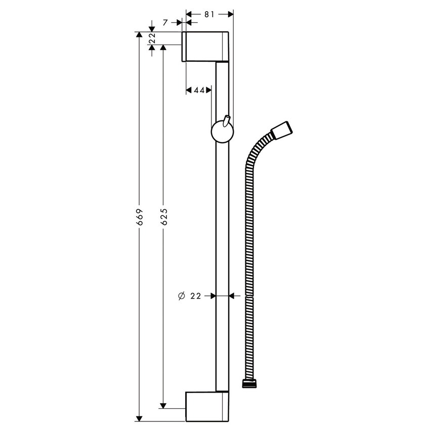 Immagine di Hansgrohe UNICA asta doccia crometta 67 cm, con flessible doccia, finitura cromo 27615000