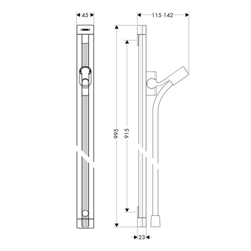 Immagine di Hansgrohe UNICA asta doccia 100 cm, con flessibile doccia, finitura cromo 27636000