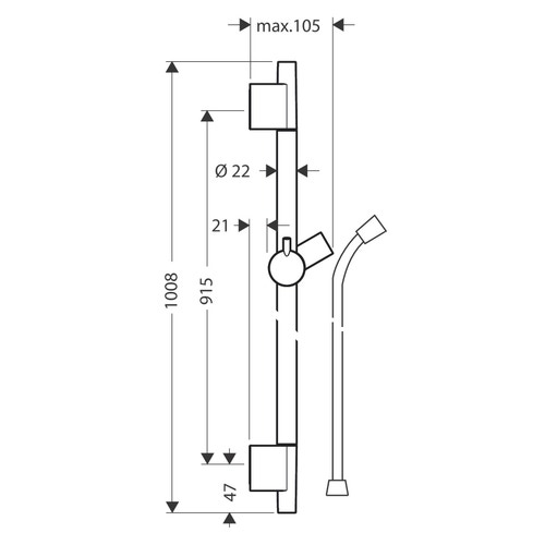 Immagine di Hansgrohe UNICA asta doccia S puro 101 cm, con flessibile doccia, finitura cromo 28631000