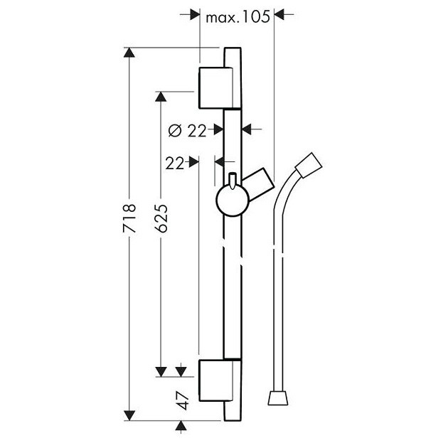 Immagine di Hansgrohe UNICA asta doccia S puro 72 cm, con flessibile doccia, finitura cromo 28632000