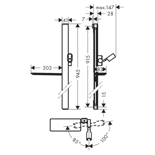 Immagine di Hansgrohe UNICA asta doccia E 92 cm, con flessibile doccia, finitura cromo 27640000