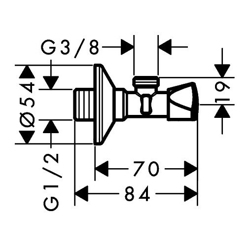Immagine di Hansgrohe Rubinetto d'arresto a squadra E, finitura cromo 13902000