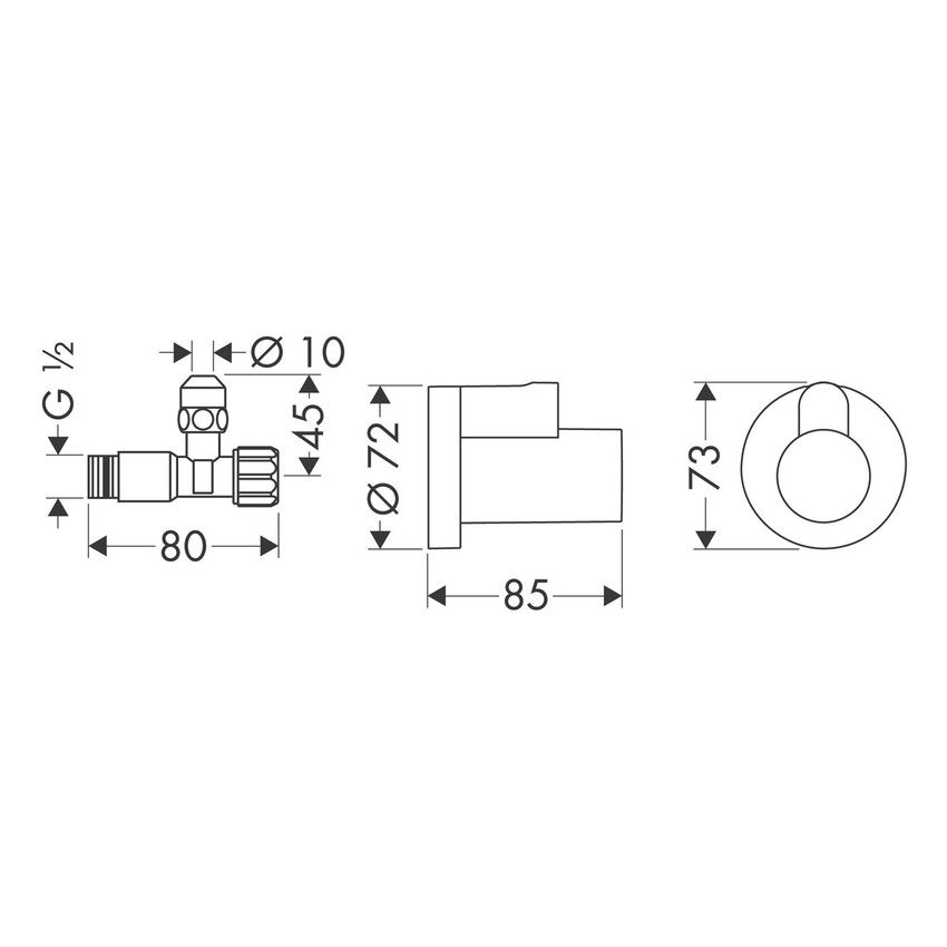 Immagine di Hansgrohe Valvola angolare uscita acqua G 3/8, finitura cromo 13954000