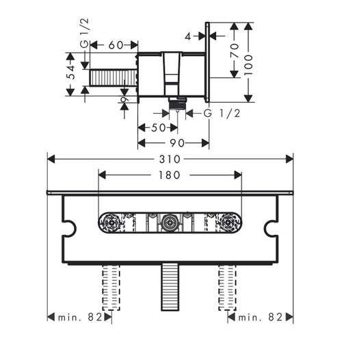 Immagine di Hansgrohe FIXIFT supporto doccia Porter 300 con attacco a parete a mensola, finitura cromo e bianco 26456400