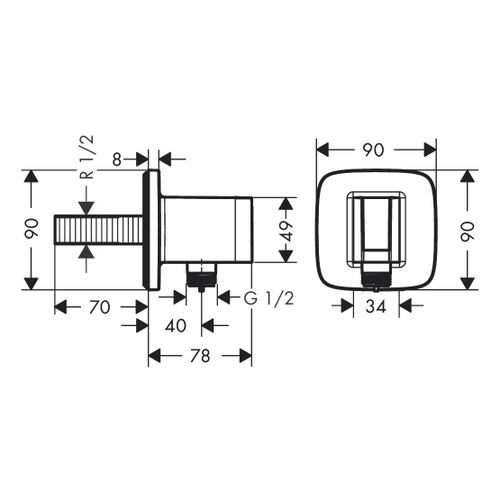 Immagine di Hansgrohe FIXFIT uscita a muro E con supporto doccia, finitura cromo 26485000