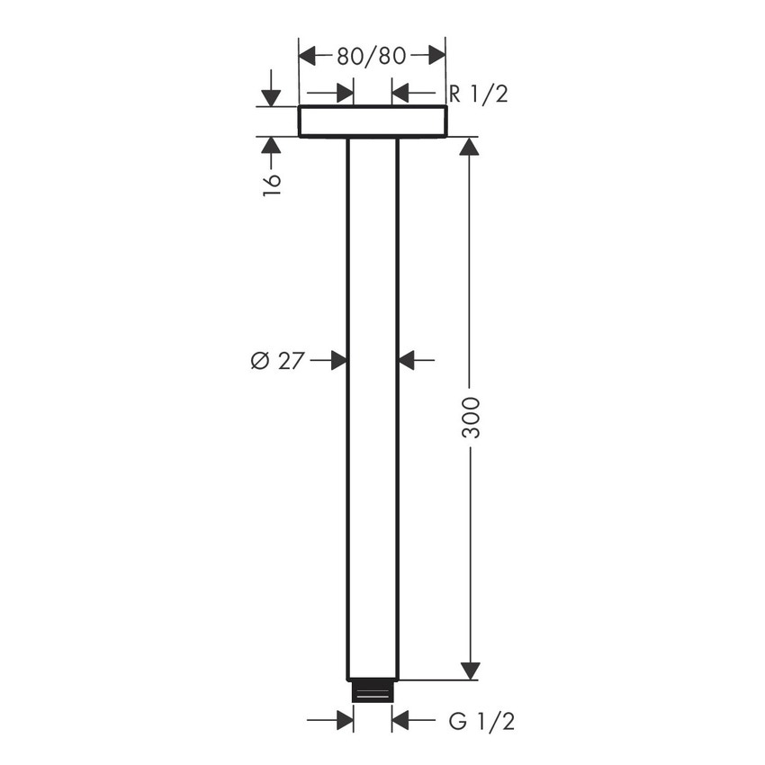 Immagine di Hansgrohe Fissaggio a soffitto E da 300 mm, finitura cromo 27388000