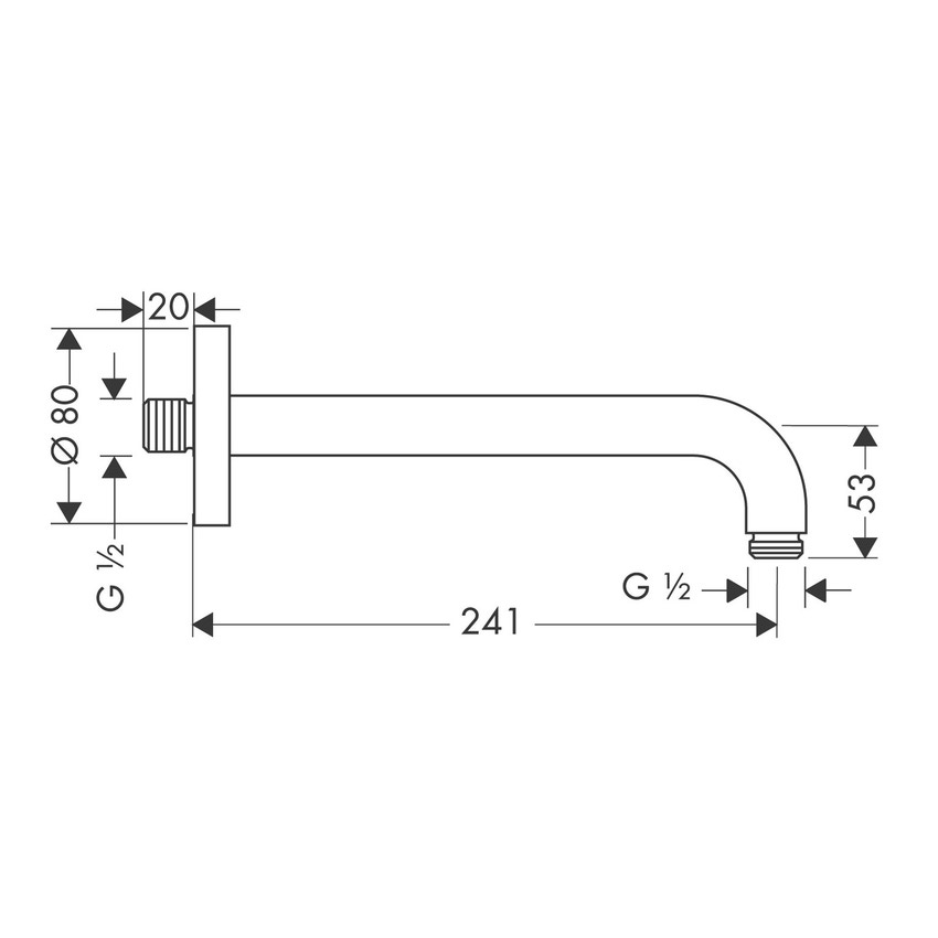 Immagine di Hansgrohe Braccio doccia 24,1 cm, finitura cromo 27409000