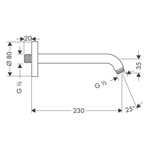 Immagine di Hansgrohe Braccio doccia ½" 230 mm, finitura cromo 27412000