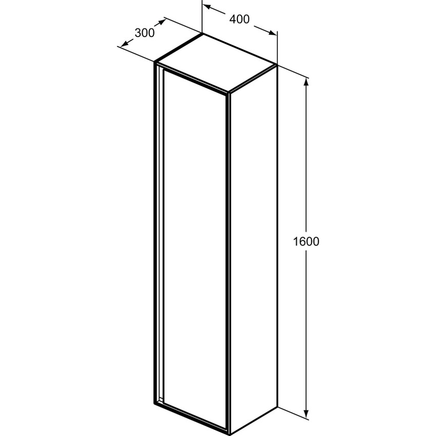 Immagine di Ideal Standard CONNECT AIR mobile a colonna 40 x 160 x 30 cm con anta a chiusura ammortizzata, bianco lucido (esterno) e bianco matt (interno) E0832B2
