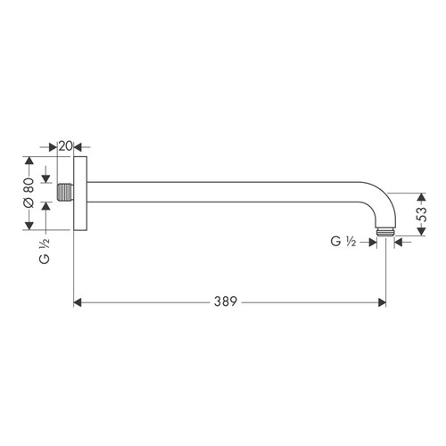 Immagine di Hansgrohe Braccio doccia 38,9 cm, finitura cromo 27413000