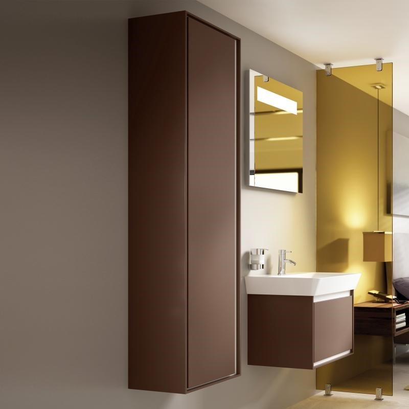 Immagine di Ideal Standard CONNECT AIR mobile a colonna 40 x 160 x 30 cm con anta a chiusura ammortizzata, marrone scuro matt (esterno) e bianco matt (interno) E0832VY