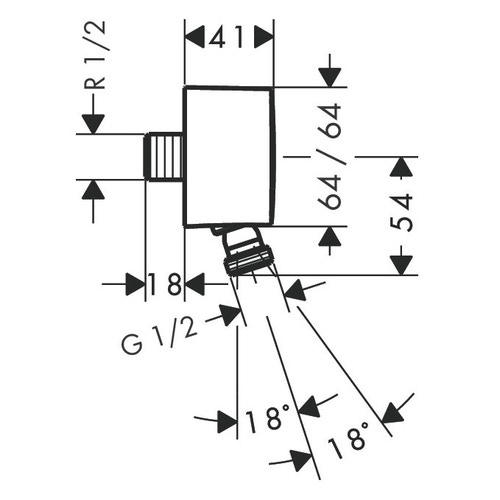 Immagine di Hansgrohe FIXFIT uscita a muro con valvola antiriflusso e giunto snodato, finitura cromo 27414000