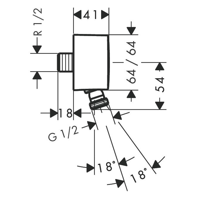 Immagine di Hansgrohe FIXFIT uscita a muro con valvola antiriflusso e giunto snodato, finitura cromo 27414000