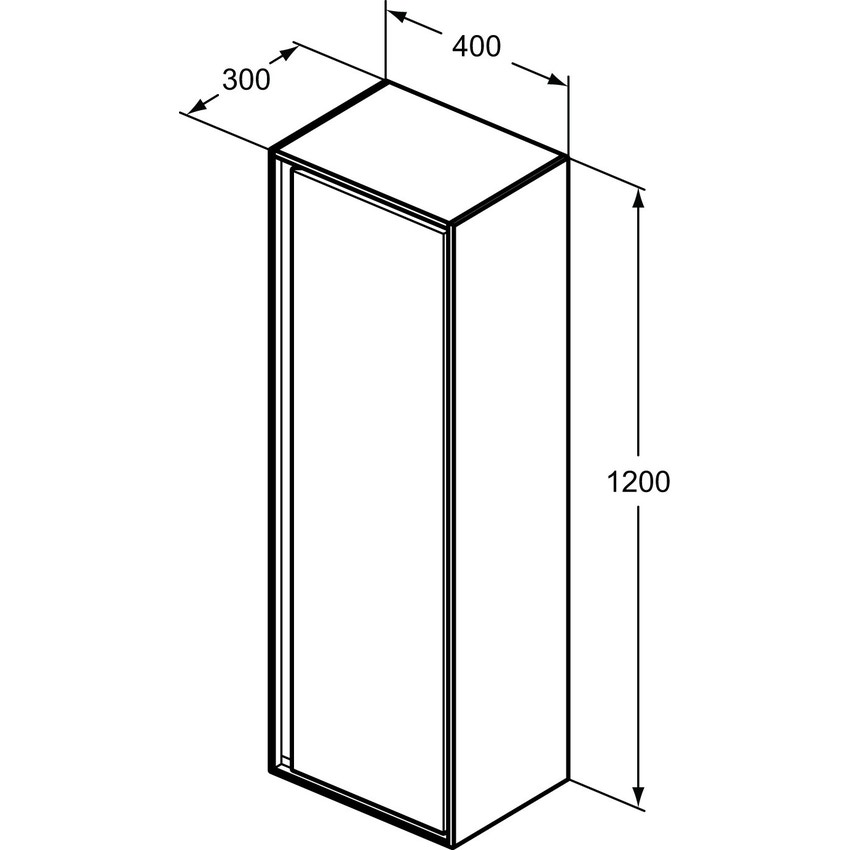 Immagine di Ideal Standard CONNECT AIR mobile a colonna 40 x 120 x 30 cm con anta a chiusura ammortizzata, bianco lucido (esterno) e bianco matt (interno) E0834B2