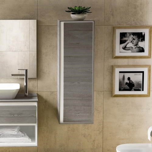 Immagine di Ideal Standard CONNECT AIR mobile a colonna 40 x 120 x 30 cm con anta a chiusura ammortizzata, legno grigio (esterno) e bianco matt (interno) E0834PS
