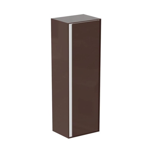 Immagine di Ideal Standard CONNECT AIR mobile a colonna 40 x 120 x 30 cm con anta a chiusura ammortizzata, marrone scuro matt (esterno) e bianco matt (interno) E0834VY