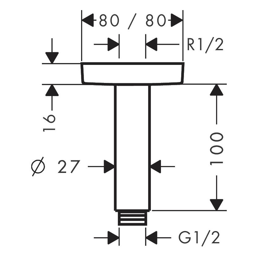 Immagine di Hansgrohe Fissaggio a soffitto E da 100 mm, finitura cromo 27467000