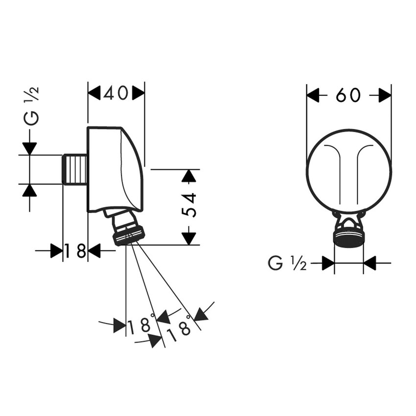 Immagine di Hansgrohe FIXFIT uscita a muro con valvola antiriflusso e giunto snodato, finitura cromo 27505000