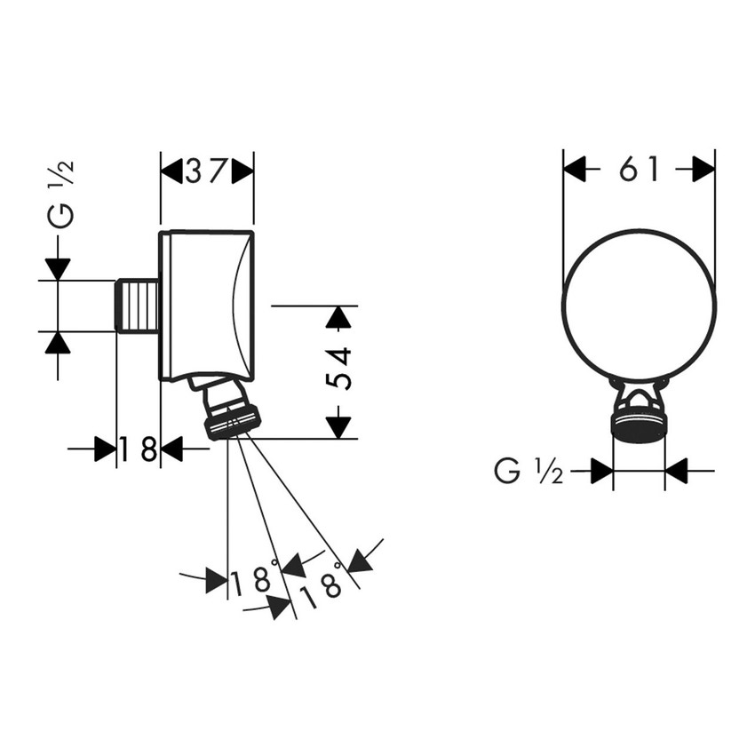 Immagine di Hansgrohe FIXFIT uscita a muro con valvola antiriflusso e giunto snodato, finitura cromo 27506000
