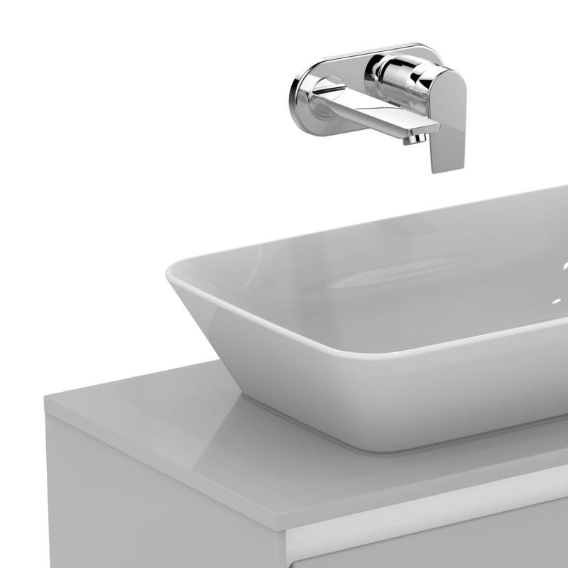 Immagine di Ideal Standard CONNECT AIR top per mobile sottolavabo 80 cm per installazione con lavabi da appoggio su piano, grigio lucido E0849EQ