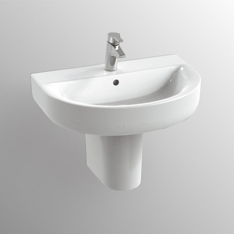 Immagine di Ideal Standard CONNECT lavabo Arc da 65 cm con foro rubinetteria con troppopieno, bianco E773201