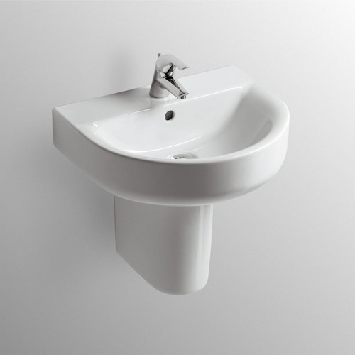 Immagine di Ideal Standard CONNECT lavabo Arc da 55 cm con foro rubinetteria con troppopieno, bianco E713101