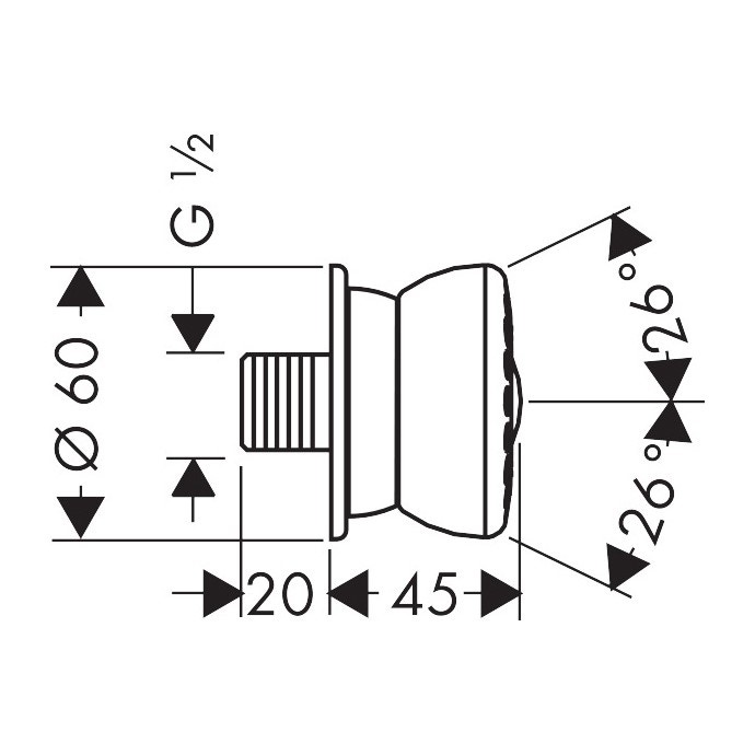 Immagine di Hansgrohe BODYVETTE doccetta laterale 1 jet, stop, finitura cromo 28467000