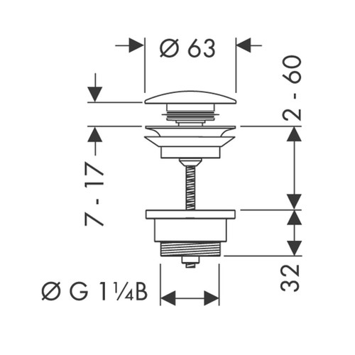 Immagine di Hansgrohe Set scarico push-open per miscelatori lavabo e bidet, finitura cromo 50100000