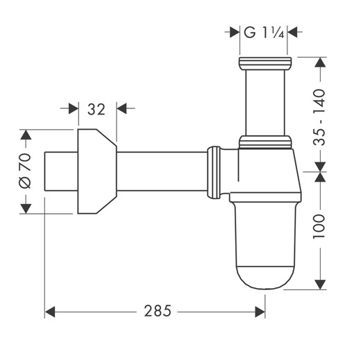 Immagine di Hansgrohe Sifone bottiglia semplice da installare, finitura cromo 52010000