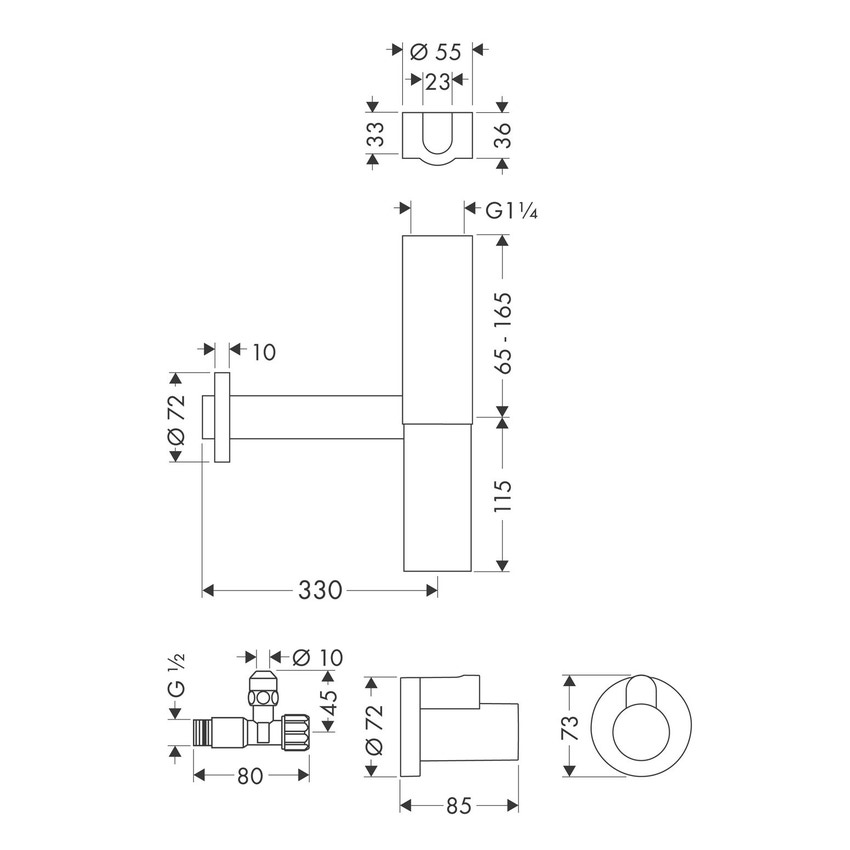 Immagine di Hansgrohe Sifone design set flowstar, finitura cromo 52120000