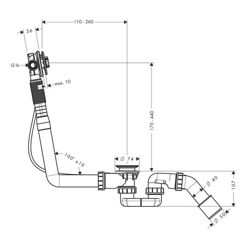 Immagine di Hansgrohe EXAFILL S corpo incasso erogazione vasca, set scarico e troppopieno per vasche da bagno standard 58115180