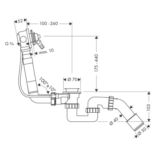 Immagine di Hansgrohe EXAFILL corpo incasso erogazione vasca, set scarico e troppopieno per vasche da bagno standard  58125180