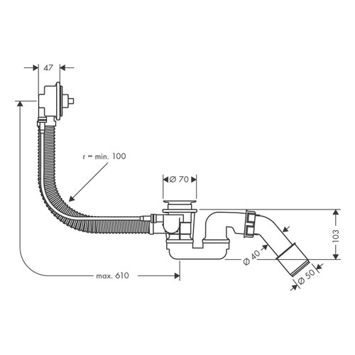Immagine di Hansgrohe FLEXAPLUS corpo incasso set scarico e troppopieno, per vasche da bagno standard 58140180