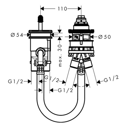 Immagine di Hansgrohe Corpo incasso per miscelatore a 2 utenze montaggio a bordo vasca 13159180