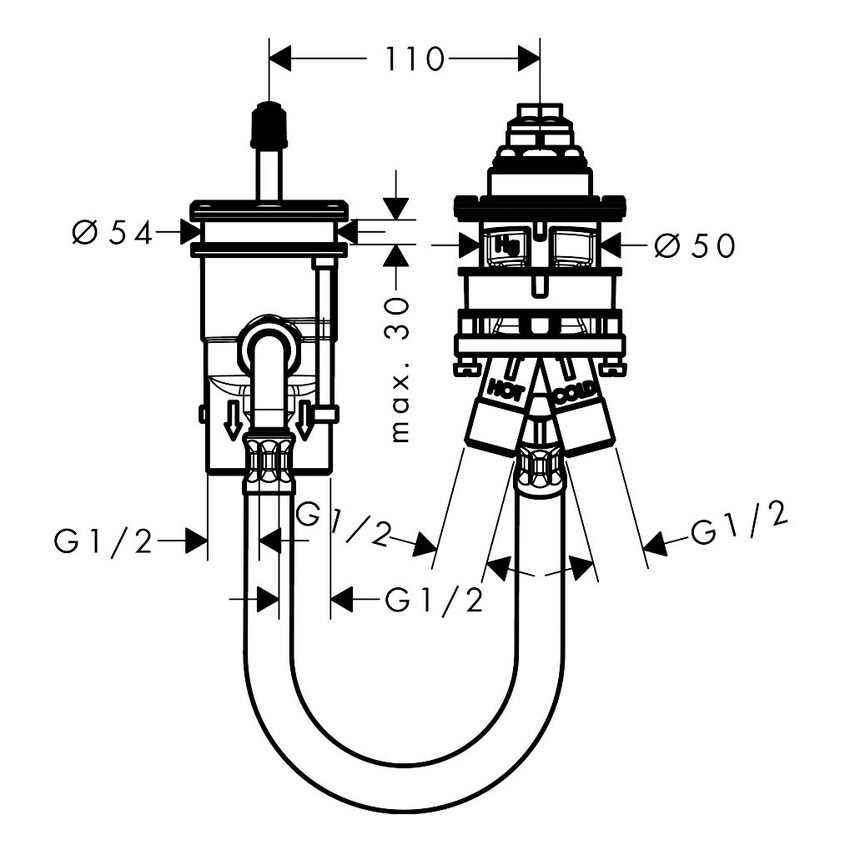 Immagine di Hansgrohe Corpo incasso per miscelatore a 2 utenze montaggio a bordo vasca 13159180